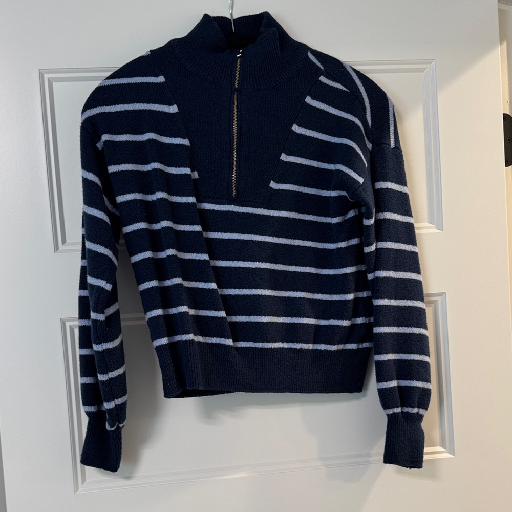 Draper James Navy and White Striped Pullover